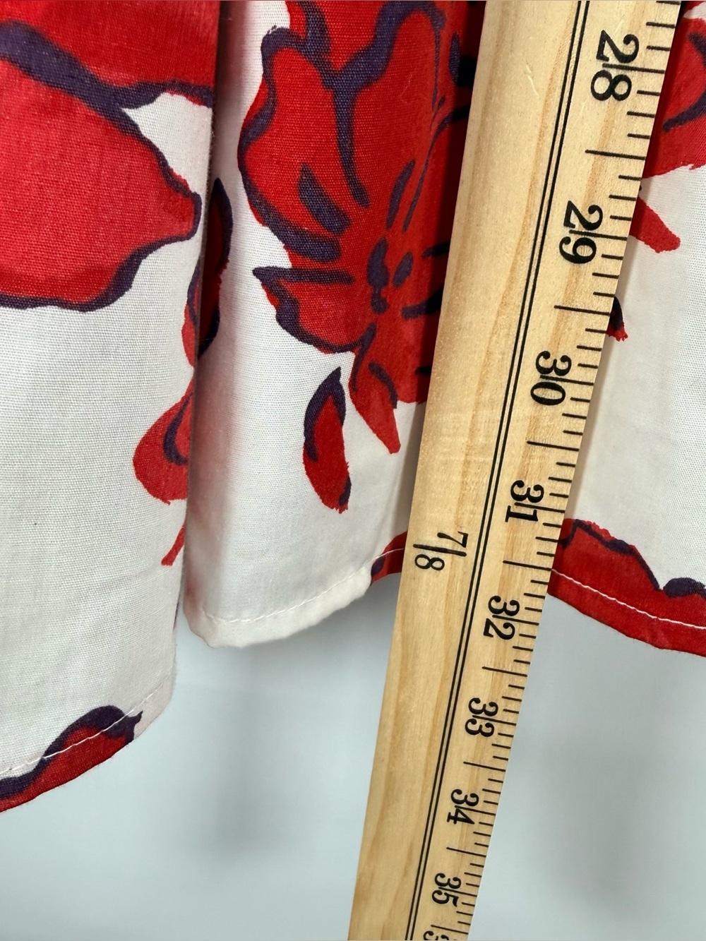 Abercrombie & Fitch Smocked Dress Red Floral Accents Pockets Cottagecore Size M - Picture 12 of 12
